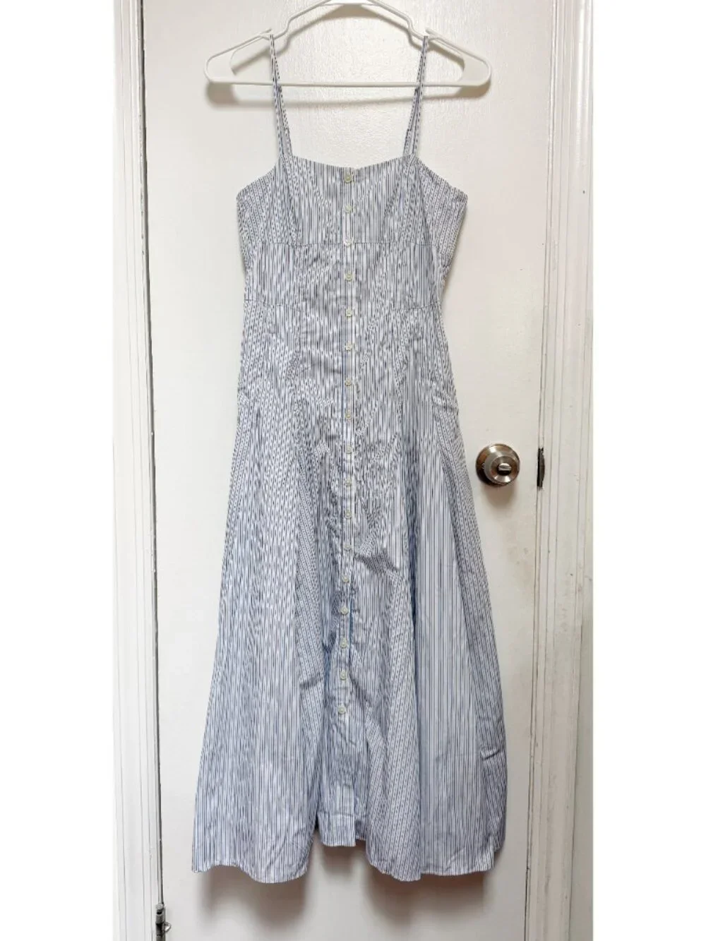 NWT Button-down cotton poplin dress in stripe Size 0P - Picture 2 of 5